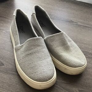 TOMS Light Gray Canvas Slip-Ons